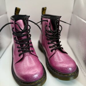 Dr. Martens Pink Combat Boots with Glitter Finish